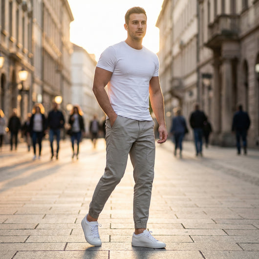 Calças cargo confortáveis e funcionais com múltiplos compartimentos 